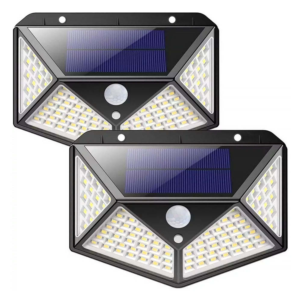 Faretto LED Lampada con Pannello Solare Sensore di Movimento Luce Bianca 100LED