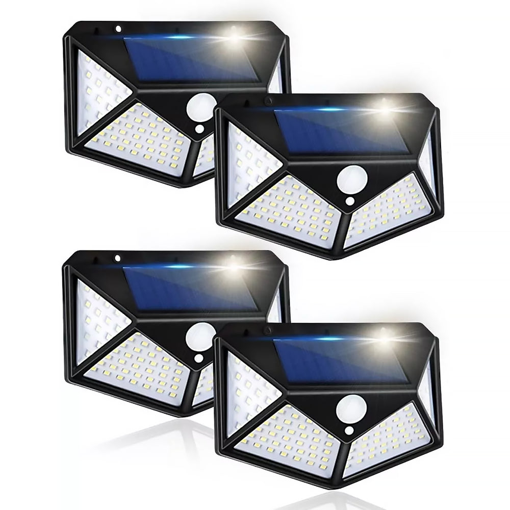 Faretto LED Lampada con Pannello Solare Sensore di Movimento Luce Bianca 100LED
