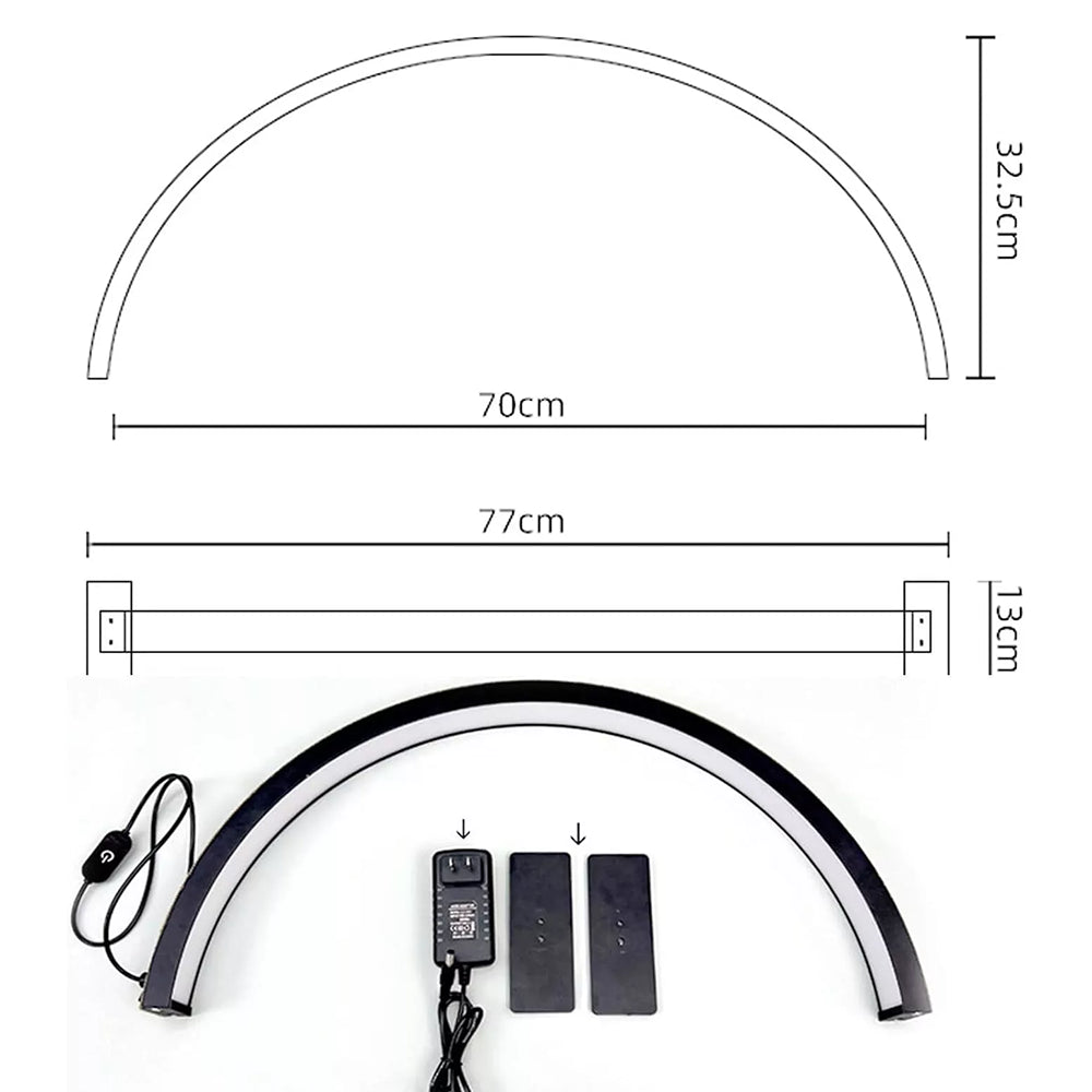 Lampada per Estetica da Scrivania a Mezza Luna - Luce a Led 3000/6000k - Mani, Viso, Tatuaggi