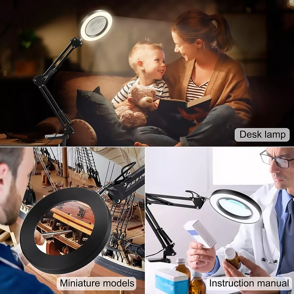 Lampada Lente ingrandimento 10X a LED - 3 modalità di colore per Estetica, Tatuaggi, Modellismo, Lettura e Lavori di Precisione
