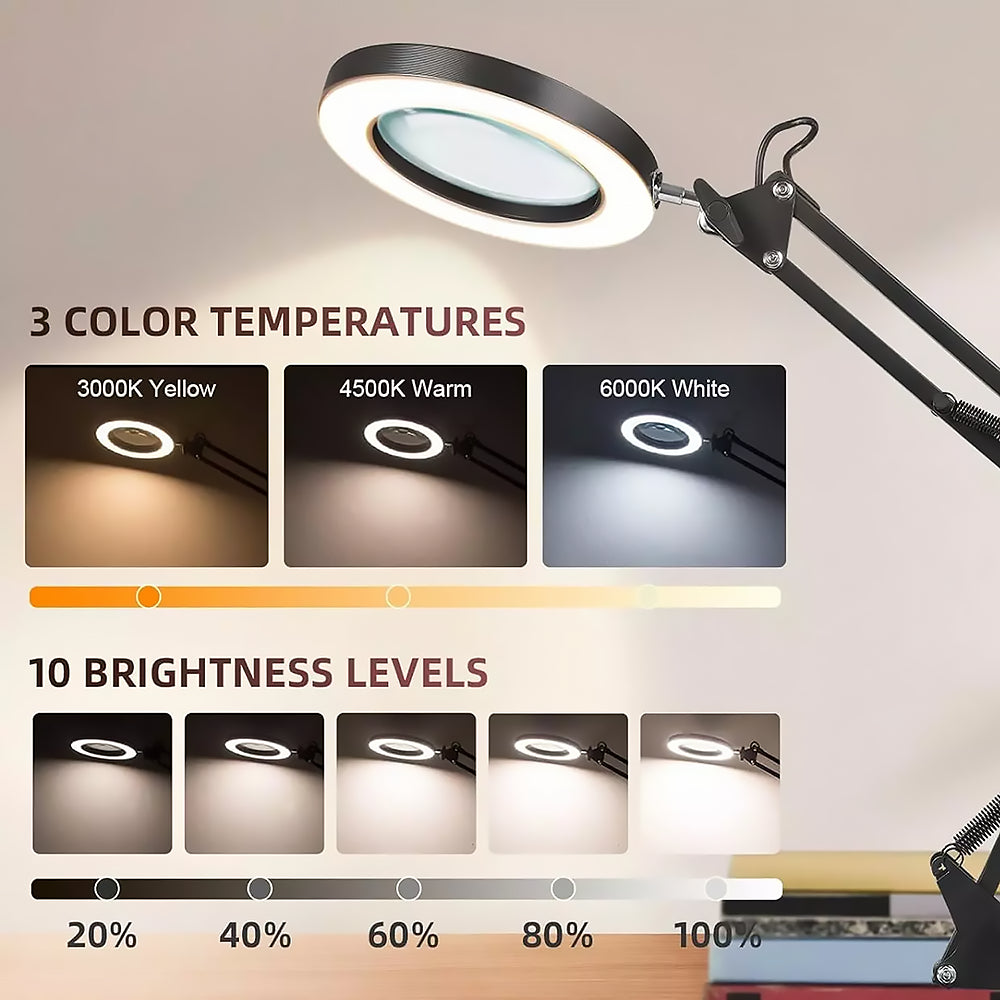 Lampada Lente ingrandimento 10X a LED - 3 modalità di colore per Estetica, Tatuaggi, Modellismo, Lettura e Lavori di Precisione
