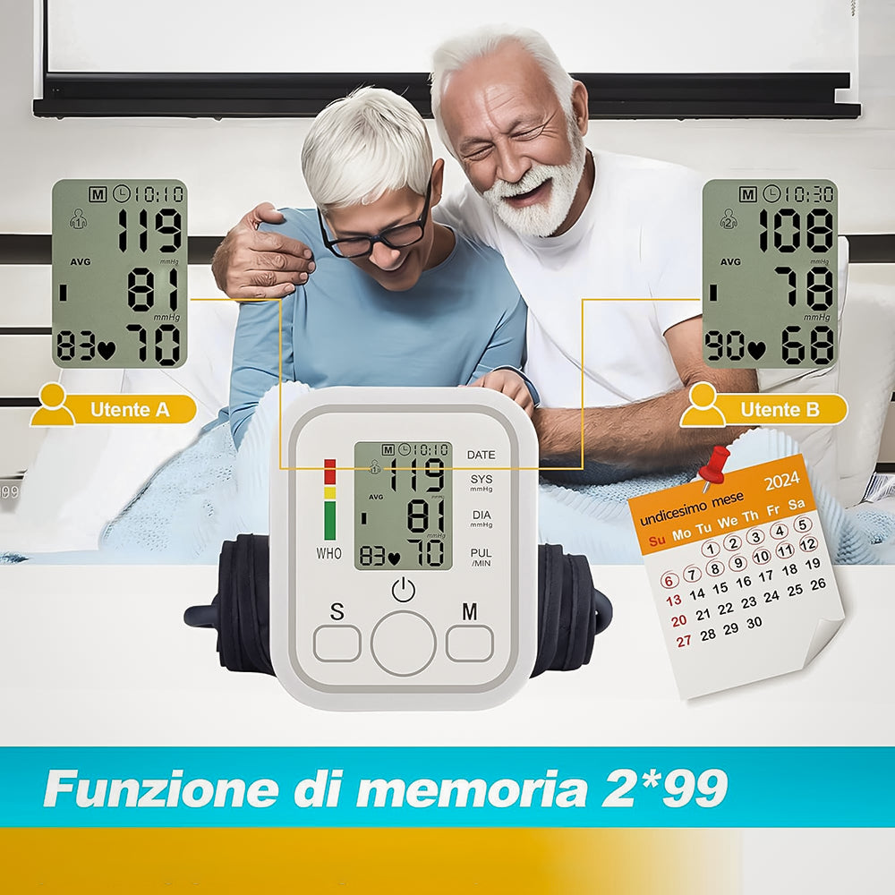 Misuratore Pressione del Sangue e Battito Cardiaco | Automatico LCD Digitale