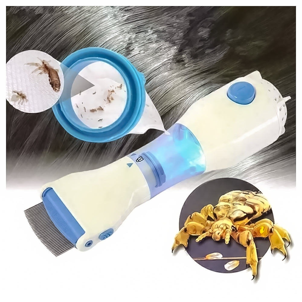 Pettine Elettrico a Led - Cattura e Aspira Pidocchi, Lendini e Uova dai Capelli - per Bambini e Adulti