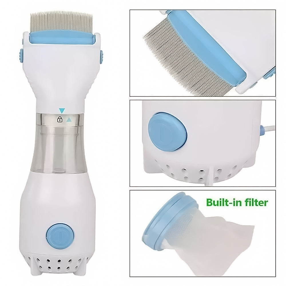 Pettine Elettrico a Led - Cattura e Aspira Pidocchi, Lendini e Uova dai Capelli - per Bambini e Adulti
