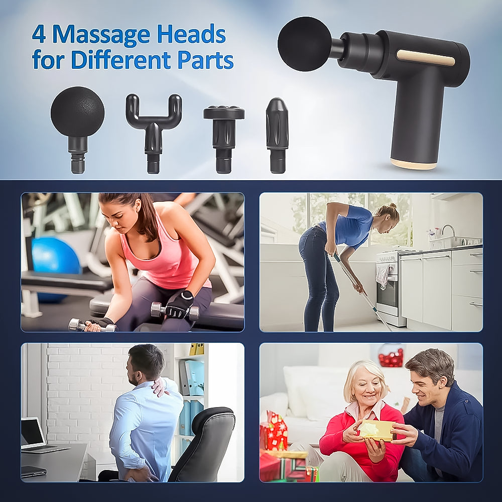 Massage Gun - Pistola Massaggiatore per Rilassamento Muscolare - Portatile a 6 Velocità e Ricaricabile