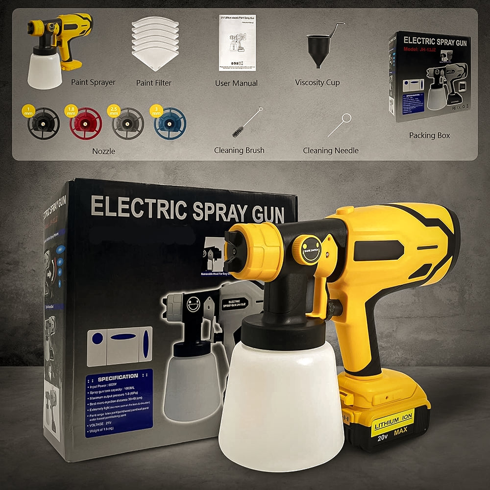 Pistola Elettrica per Verniciatura a Spruzzo per Interno/Esterno | Batterie 21V