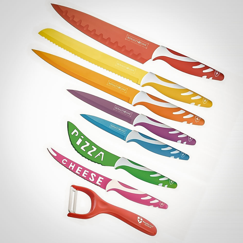 Set Coltelli Cucina Colorati Set Coltelli Lama Acciaio rivestita per Cucina