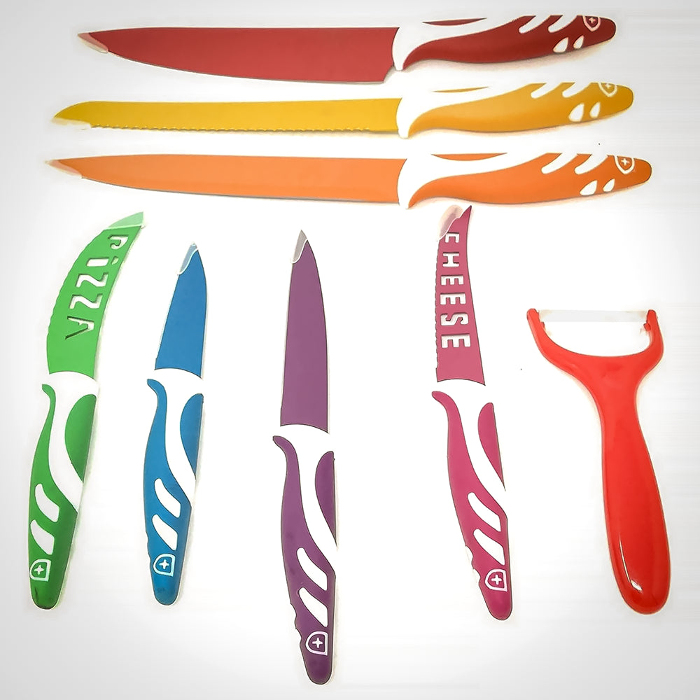 Set Coltelli Cucina Colorati Set Coltelli Lama Acciaio rivestita per Cucina