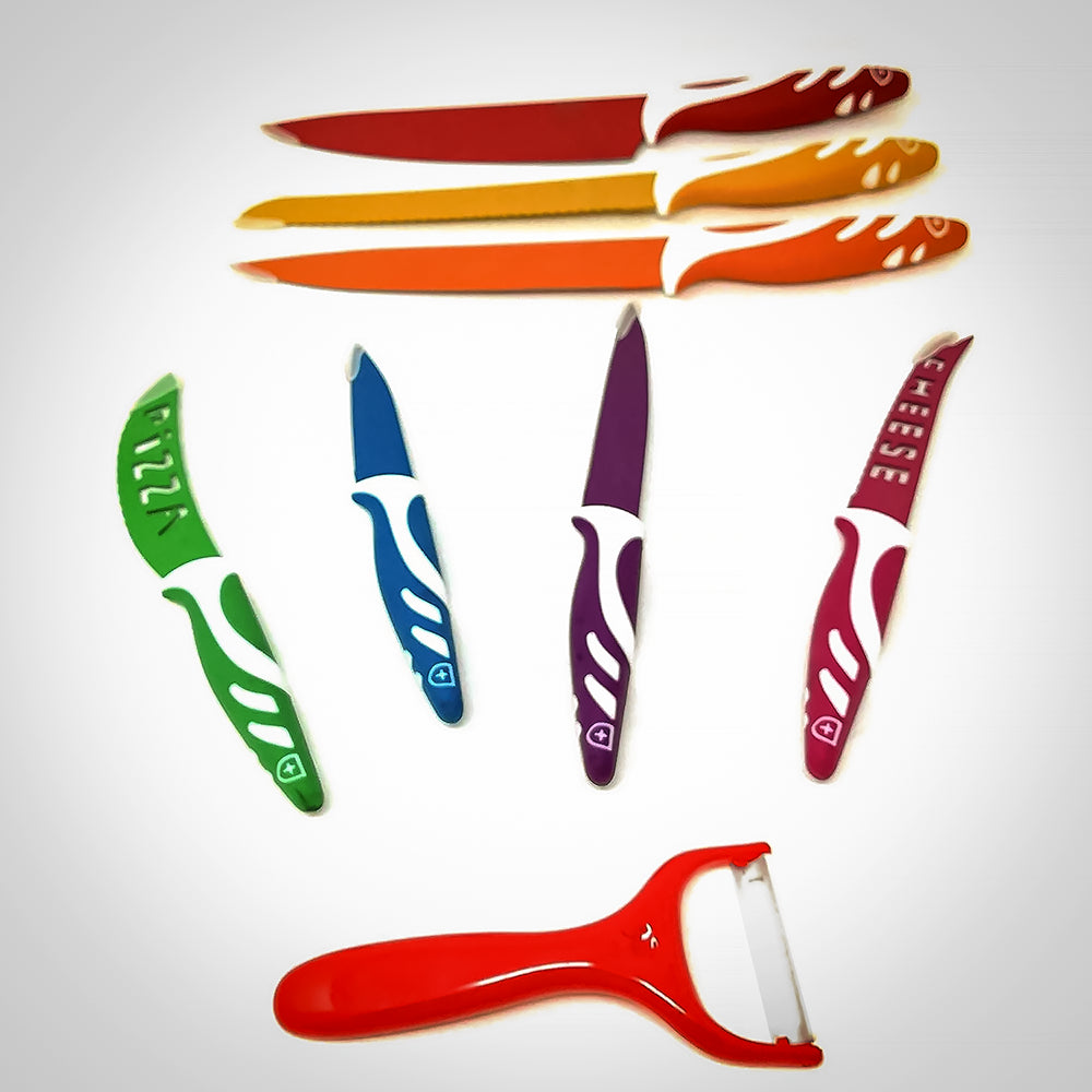 Set Coltelli Cucina Colorati Set Coltelli Lama Acciaio rivestita per Cucina