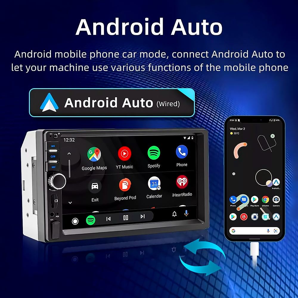 Stereo/Lettore Multimediale per Auto - 2Din - Monitor 7 pollici 4LED - MP5 - Bluetooth - USB