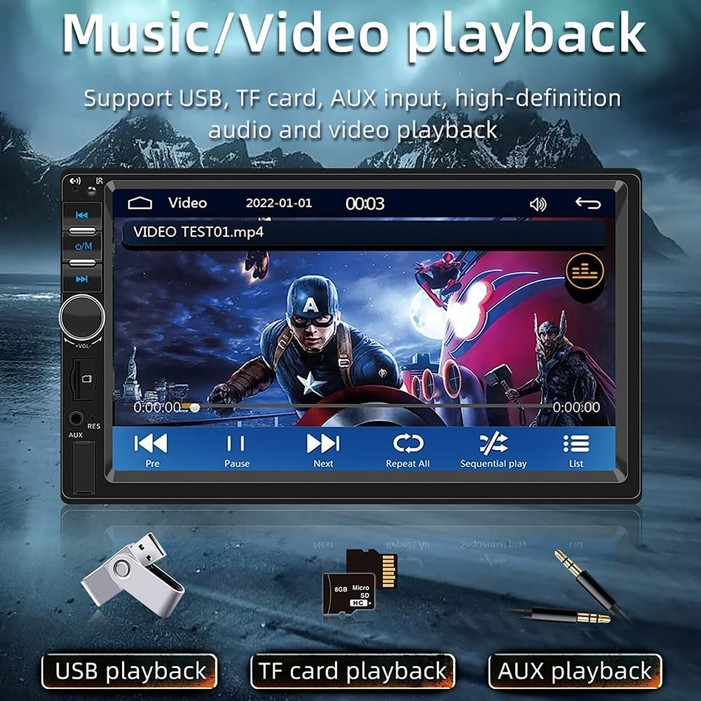 Stereo/Lettore Multimediale per Auto - 2Din - Monitor 7 pollici 4LED - MP5 - Bluetooth - USB