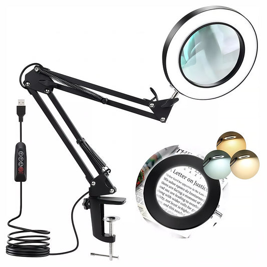 Lampada Lente ingrandimento 10X a LED - 3 modalità di colore per Estetica, Tatuaggi, Modellismo, Lettura e Lavori di Precisione