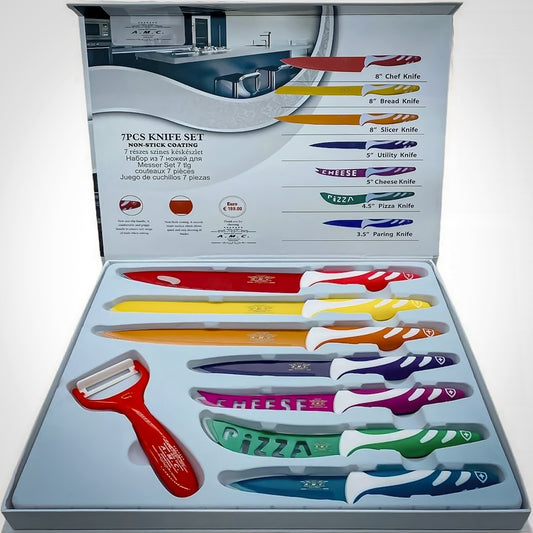 Set Coltelli Cucina Colorati Set Coltelli Lama Acciaio rivestita per Cucina