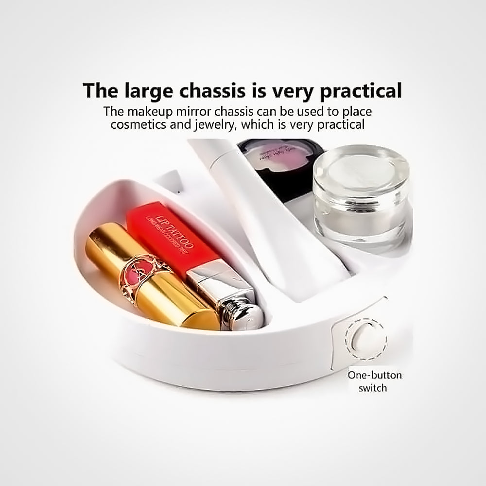 Specchio Organizer Cosmetico con luce LED - doppio lato con ingrandimento 10X