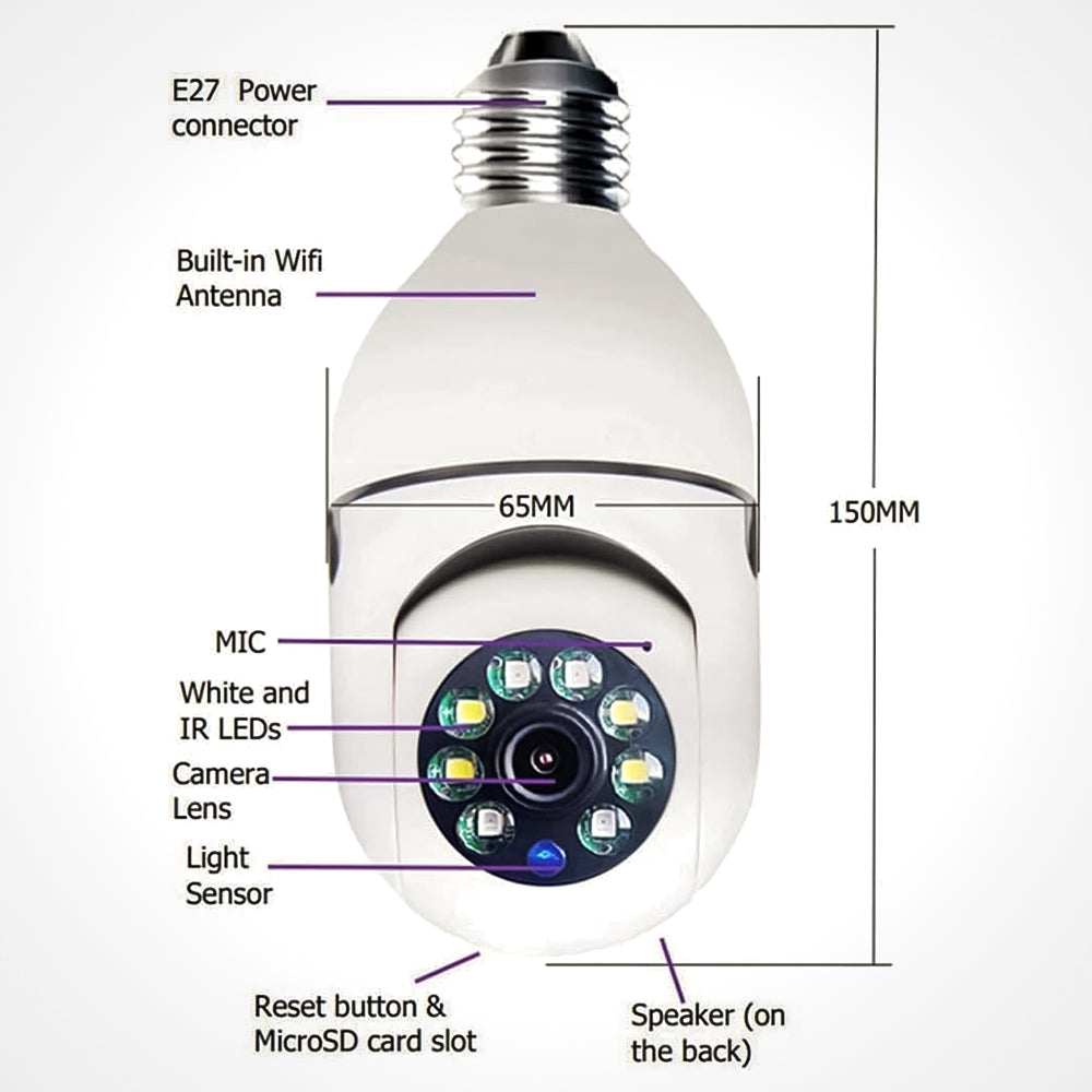 Telecamera Wi-Fi a Lampadina HD 2MP