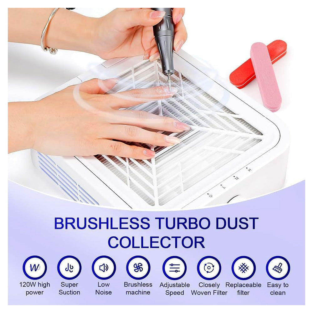 Aspiratore unghie manicure con 2 filtri - Aspiratore Unghie, Polvere Unghie - 120W